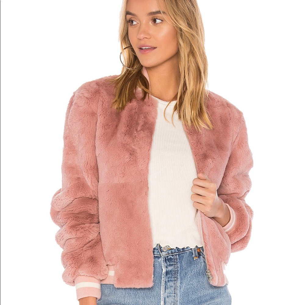 Elizabeth & James AUTHENTIC rabbit fur bomber